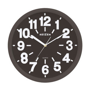 Reizen Low Vision Quartz Wall Clock -Black Face with White Numbers