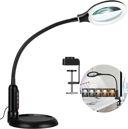 Eocean Magnifying Desk Lamp, LED Desk Light With 5X Magnifying Glass, 3