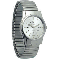Silver men's braille watch.