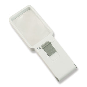 Lighted handheld magnifier with 50 X 75mm rectangular lens