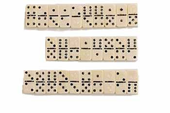  Double Six Dominos with high contrast, black raised dots on a white background