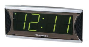 Low vision jumbo LED display clock showing 12:11 in large, green print. 